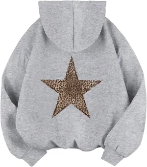 Floerns Girls Heart Graphic Print Long Sleeve Hooded Sweatshirt Pullover Tops