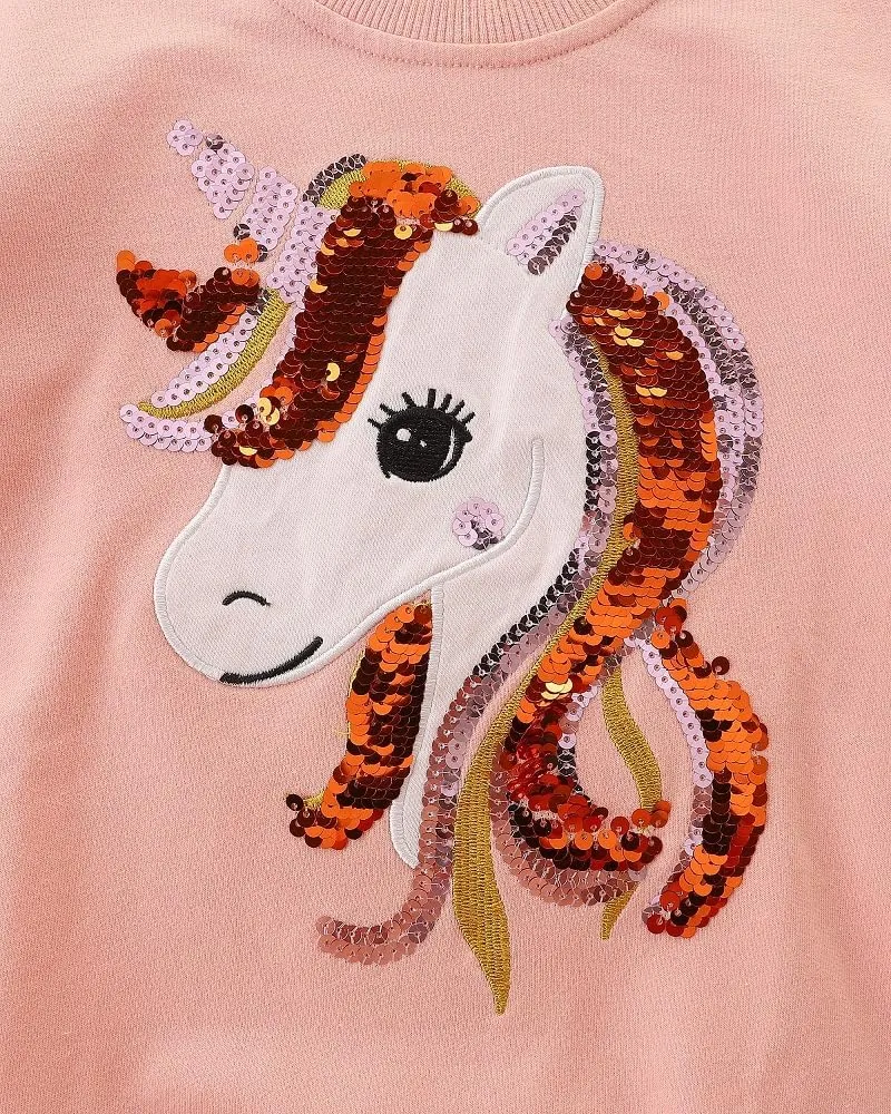 FreeLu Girls Cotton Pullover Sweatshirts Kids Cute Cartoon Printed Crewneck Tops