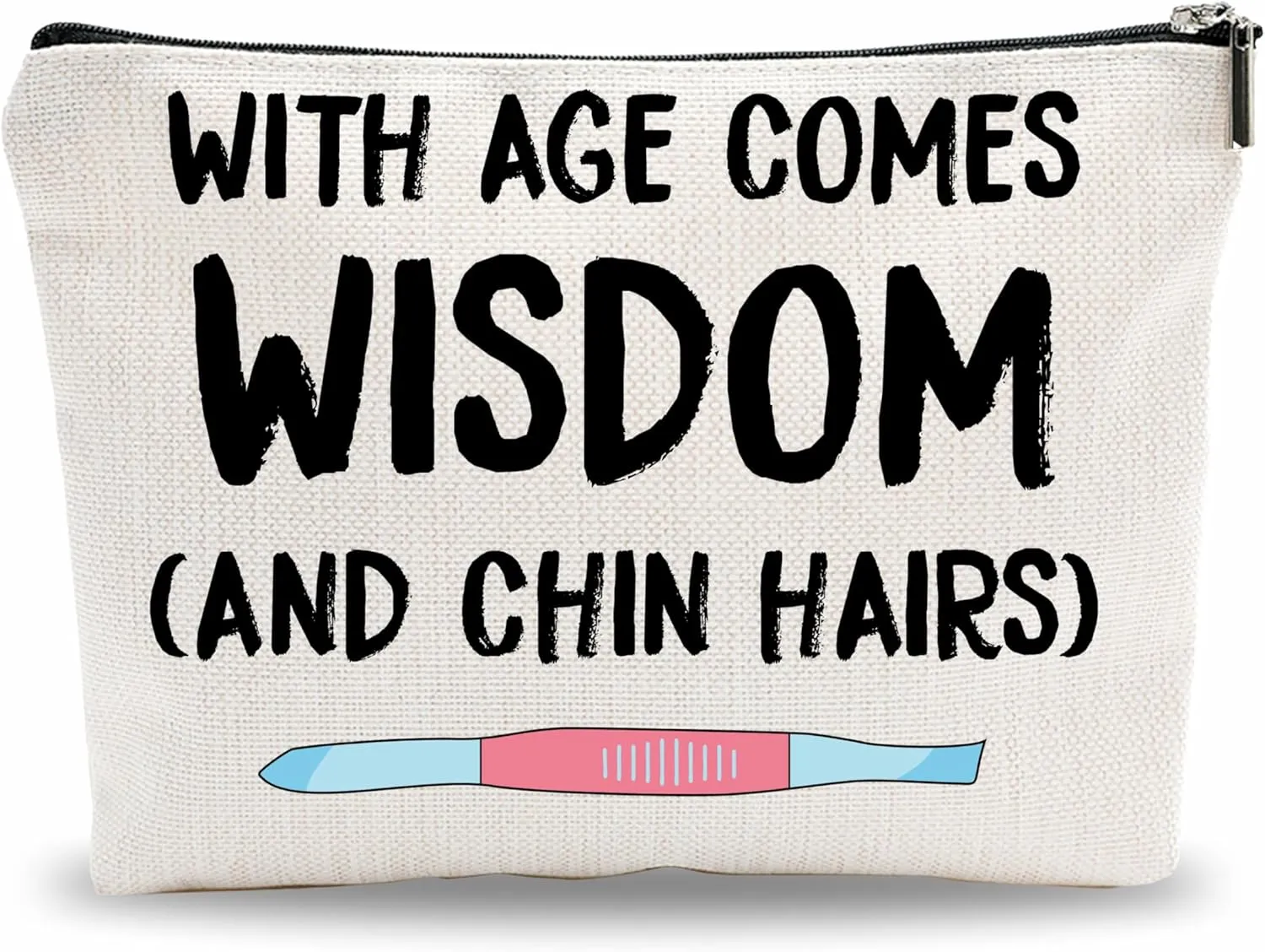 Funny Makeup Bag For Women,With Age Comes Wisdom And Whin Hairs, Inspiring Makeup Bag For Girl, Birthday Gifts To Sister,Friends, Coworker, Fun Travel Makeup Bag, Women'S Decorations & Accessories-08