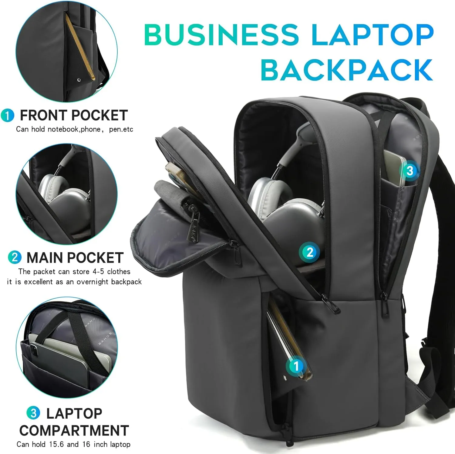 FUTURE AESTHETICS Smart Waterproof Travel Backpack Business Flight Approved Carry on Backpack for Men Women Large Capacity Laptop BackpackWater Resistant Computer Backpack Fits 16 Inch Laptop (Grey)