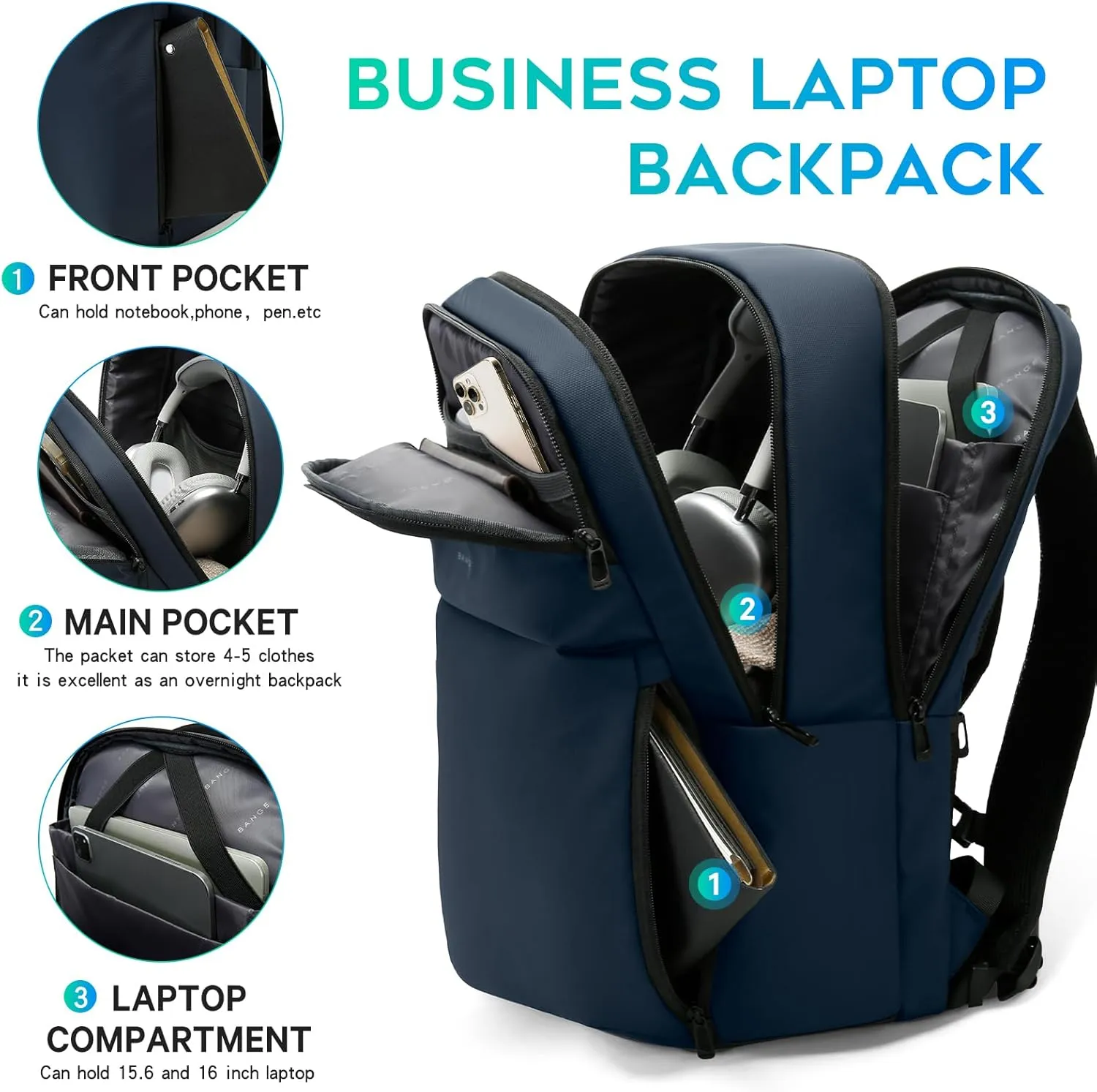 FUTURE AESTHETICS Smart Waterproof Travel Backpack Business Flight Approved Carry on Backpack for Men Women Large Capacity Laptop BackpackWater Resistant Computer Backpack Fits 16 Inch Laptop(Blue)