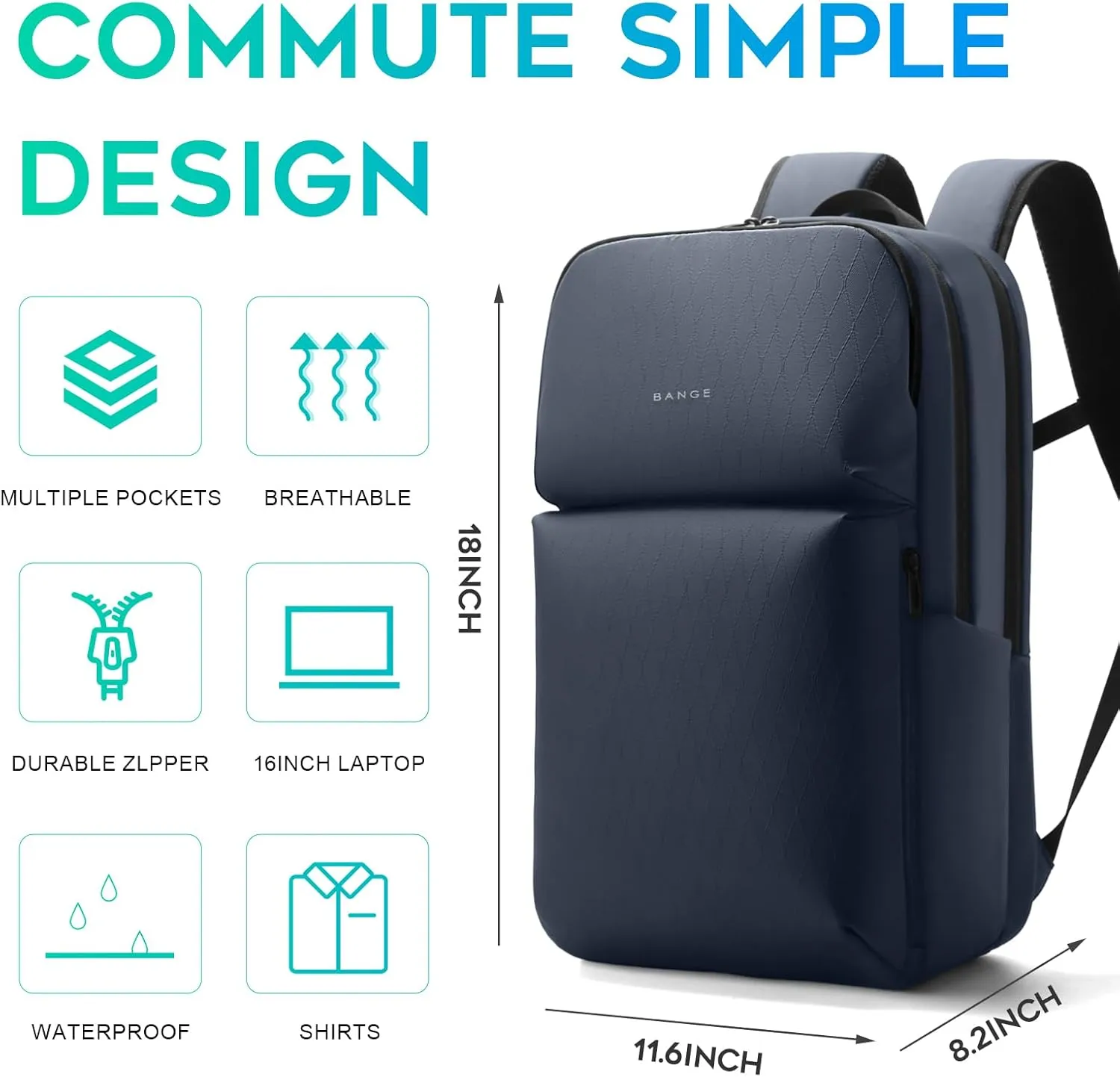 FUTURE AESTHETICS Smart Waterproof Travel Backpack Business Flight Approved Carry on Backpack for Men Women Large Capacity Laptop BackpackWater Resistant Computer Backpack Fits 16 Inch Laptop(Blue)