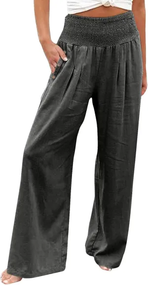 FZVYD Tummy Control Women High Waist Lounge Pants Casual Wide Leg Boho Trouser 2025 Summer Drawstring Sweatpants with Pocket