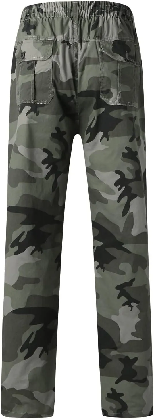 GIERIDUC Men's Fleece Cargo Sweatpants Big and Tall Cargo Pants for Men Half Long Half Short Pants Mens Wide Corduroy Pants