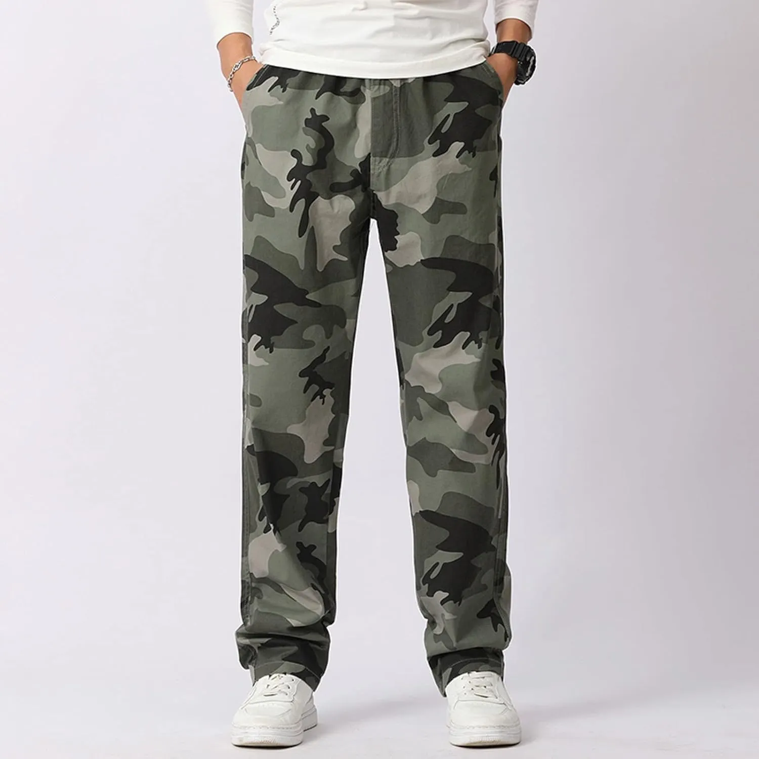 GIERIDUC Men's Fleece Cargo Sweatpants Big and Tall Cargo Pants for Men Half Long Half Short Pants Mens Wide Corduroy Pants