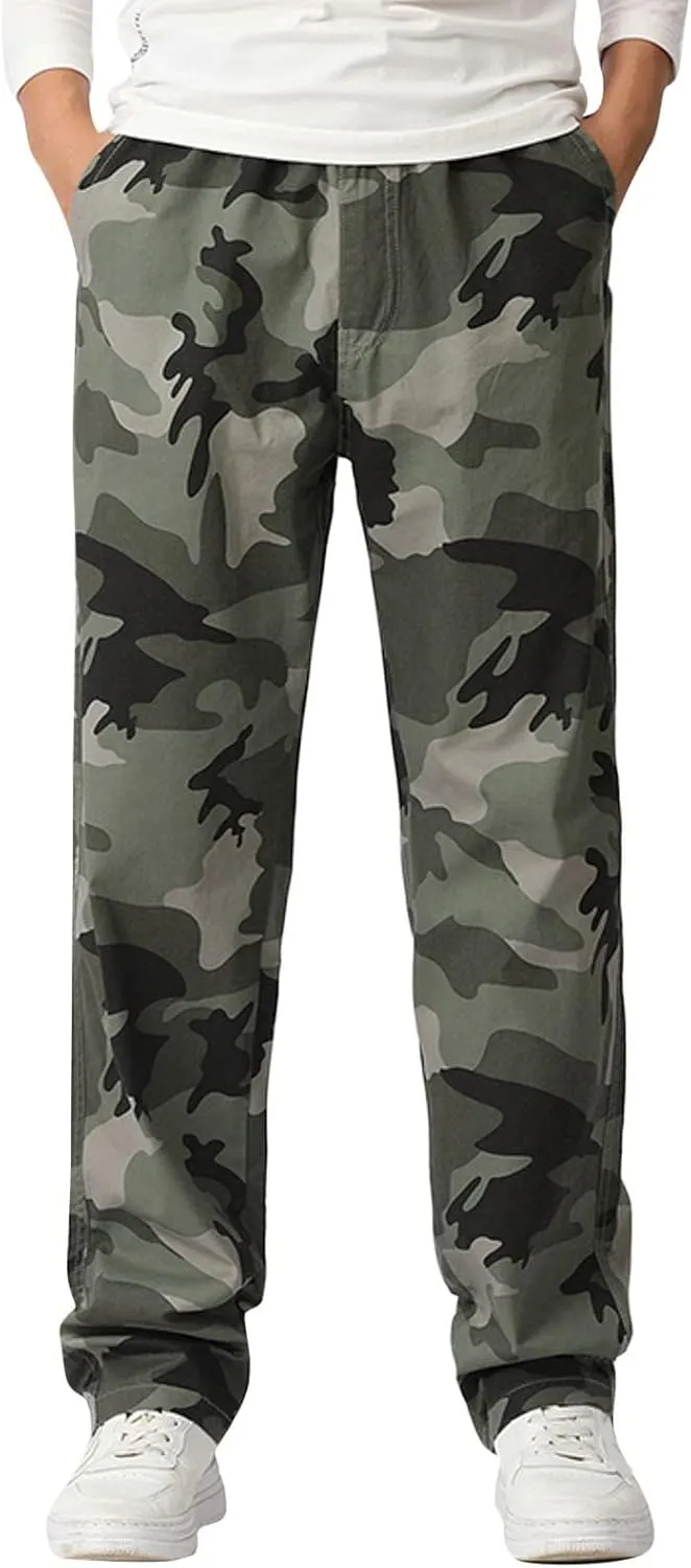 GIERIDUC Men's Fleece Cargo Sweatpants Big and Tall Cargo Pants for Men Half Long Half Short Pants Mens Wide Corduroy Pants
