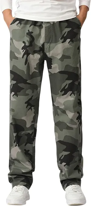 GIERIDUC Men's Fleece Cargo Sweatpants Big and Tall Cargo Pants for Men Half Long Half Short Pants Mens Wide Corduroy Pants