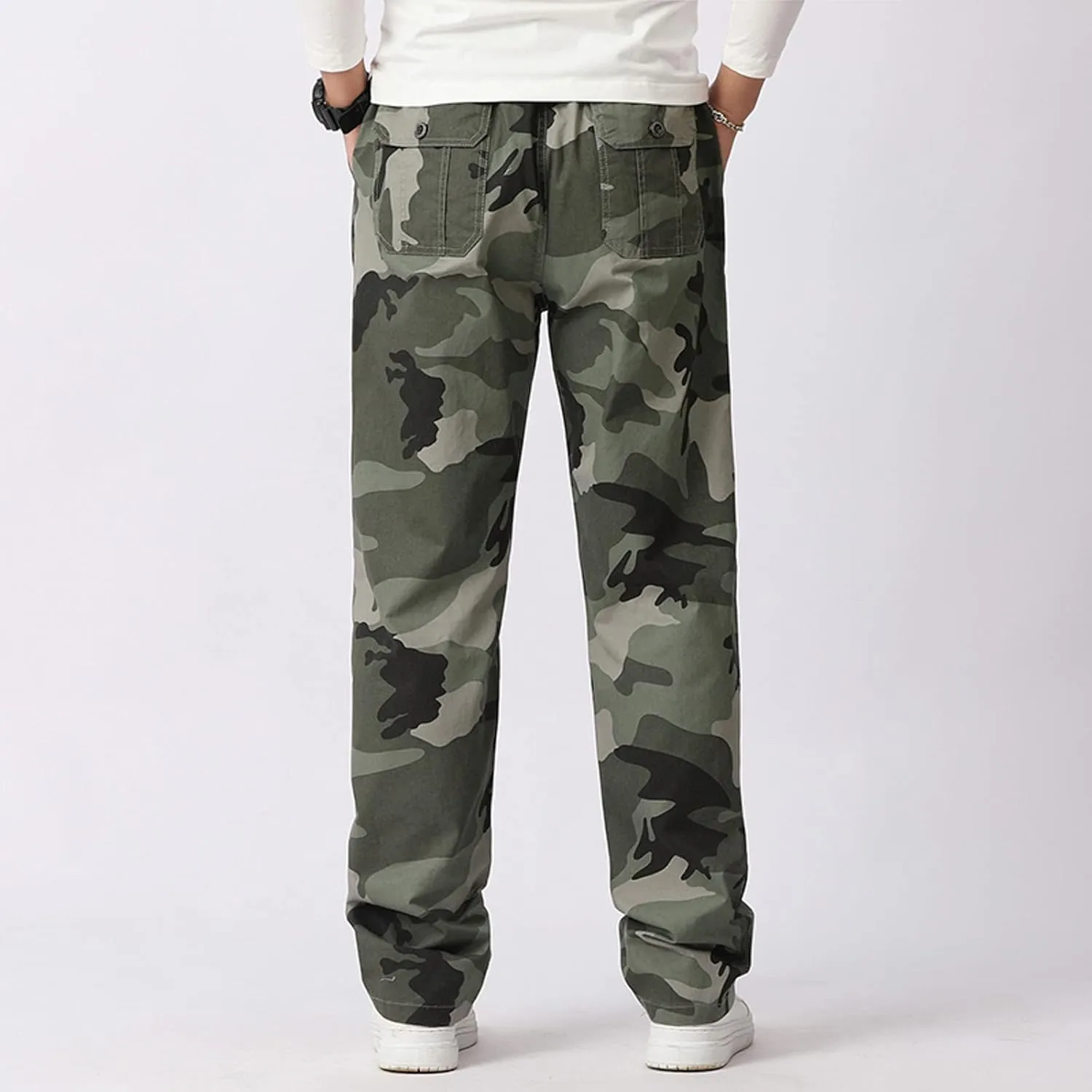 GIERIDUC Men's Fleece Cargo Sweatpants Big and Tall Cargo Pants for Men Half Long Half Short Pants Mens Wide Corduroy Pants