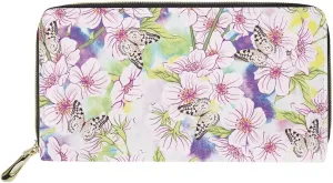 GIFTPUZZ Butterfly Wallets for Women Girls Rfid Blocking Purse Evening Party Fashion Clutch Cash Bag PU Leather Zip Coin Pocket Card Slots Handbag