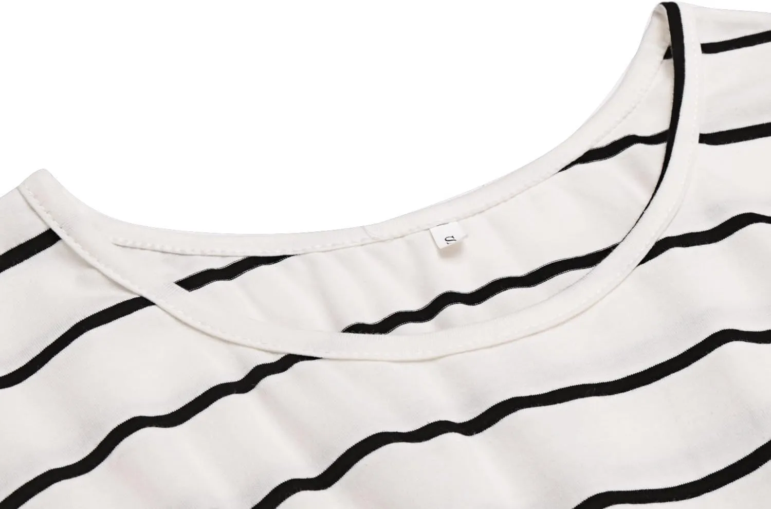 Halife Women's Short Sleeve Stripe Elastic Waist Casual Dress with Pocket
