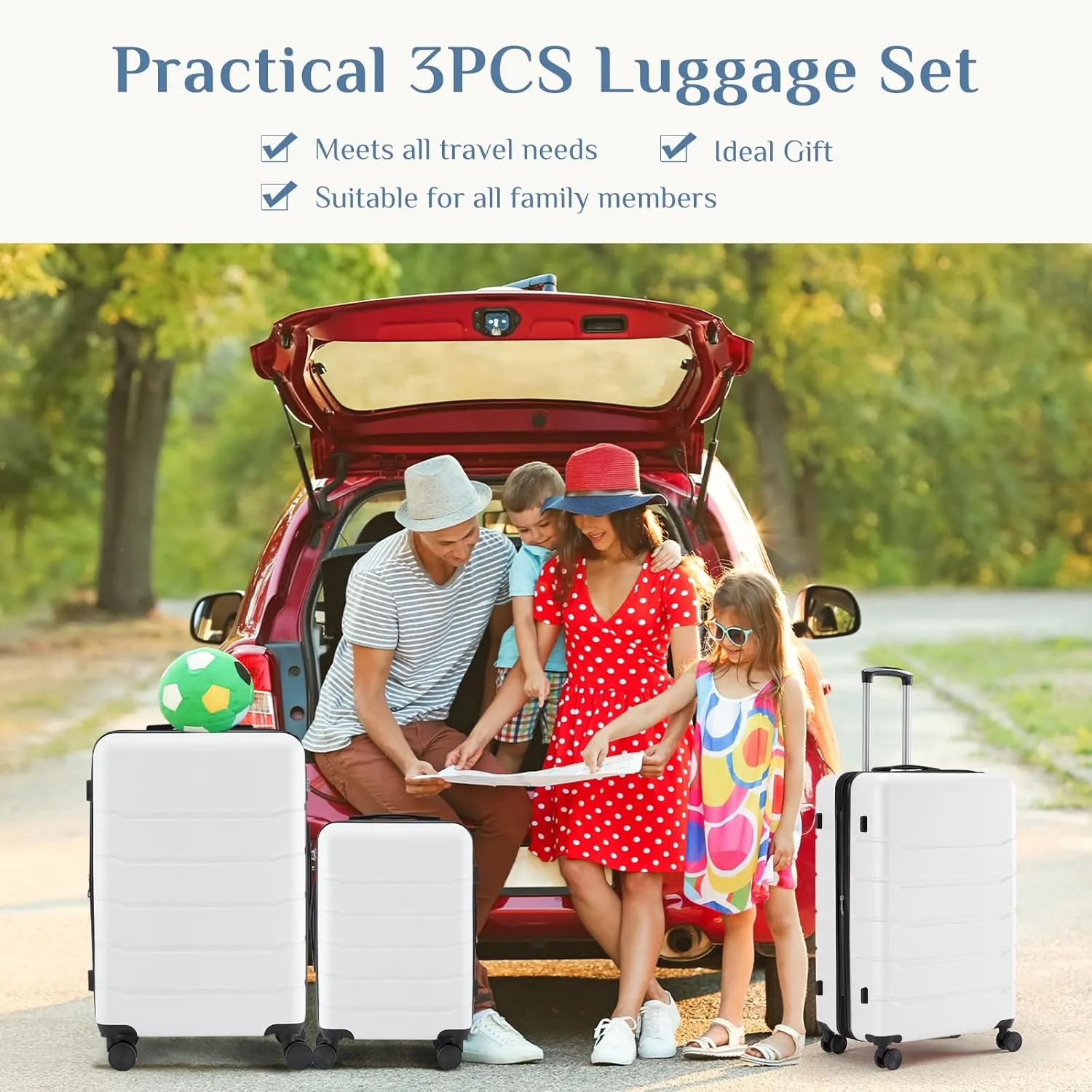 Hardshell ABS Expandable Suitcase with 360 Spinner Wheels & TSA Lock, Durable Luggage Sets for Travel, Retractable Handle Carry-On Suitcase with Scratch-Resistant Shell (White, 20 Inch)