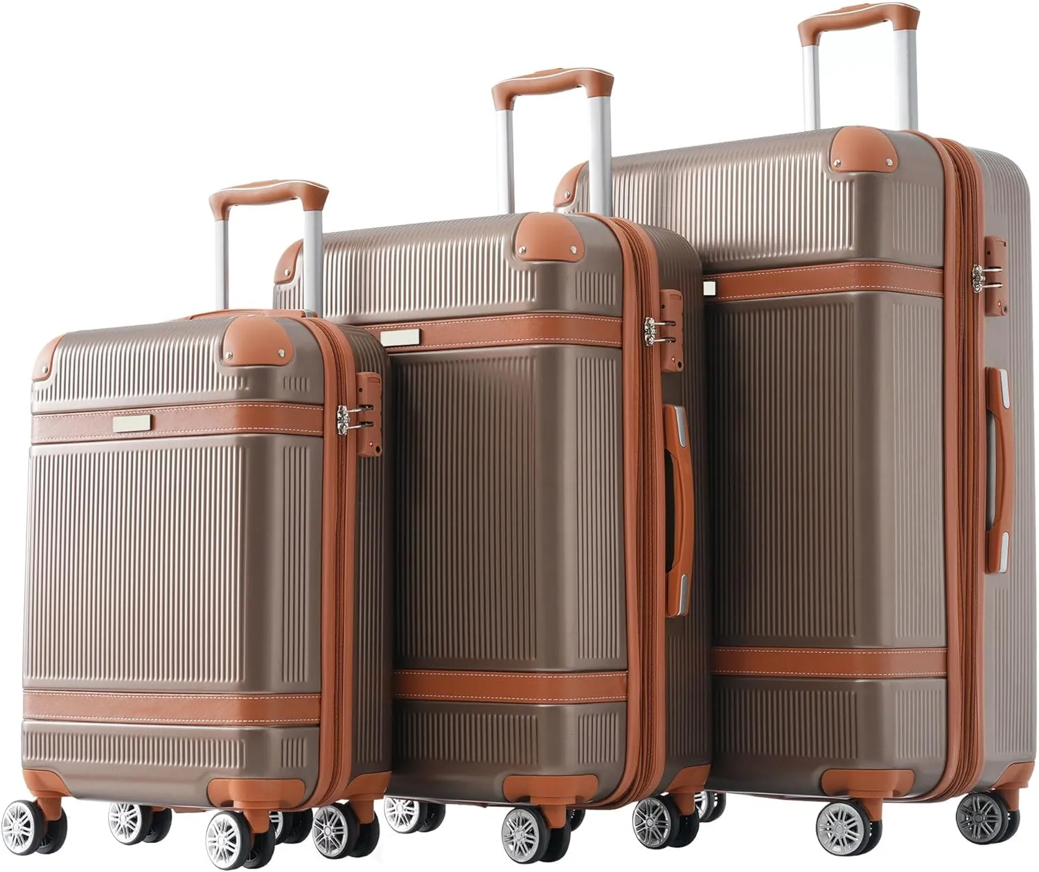 Hardshell Luggage Set Lightweight ABS Construction with Silent 360-Degree Spinner Wheels TSA Lock 3-Piece Suitcase 20in 24in 28in Durable Travel Luggage for Family Trips Business Travel