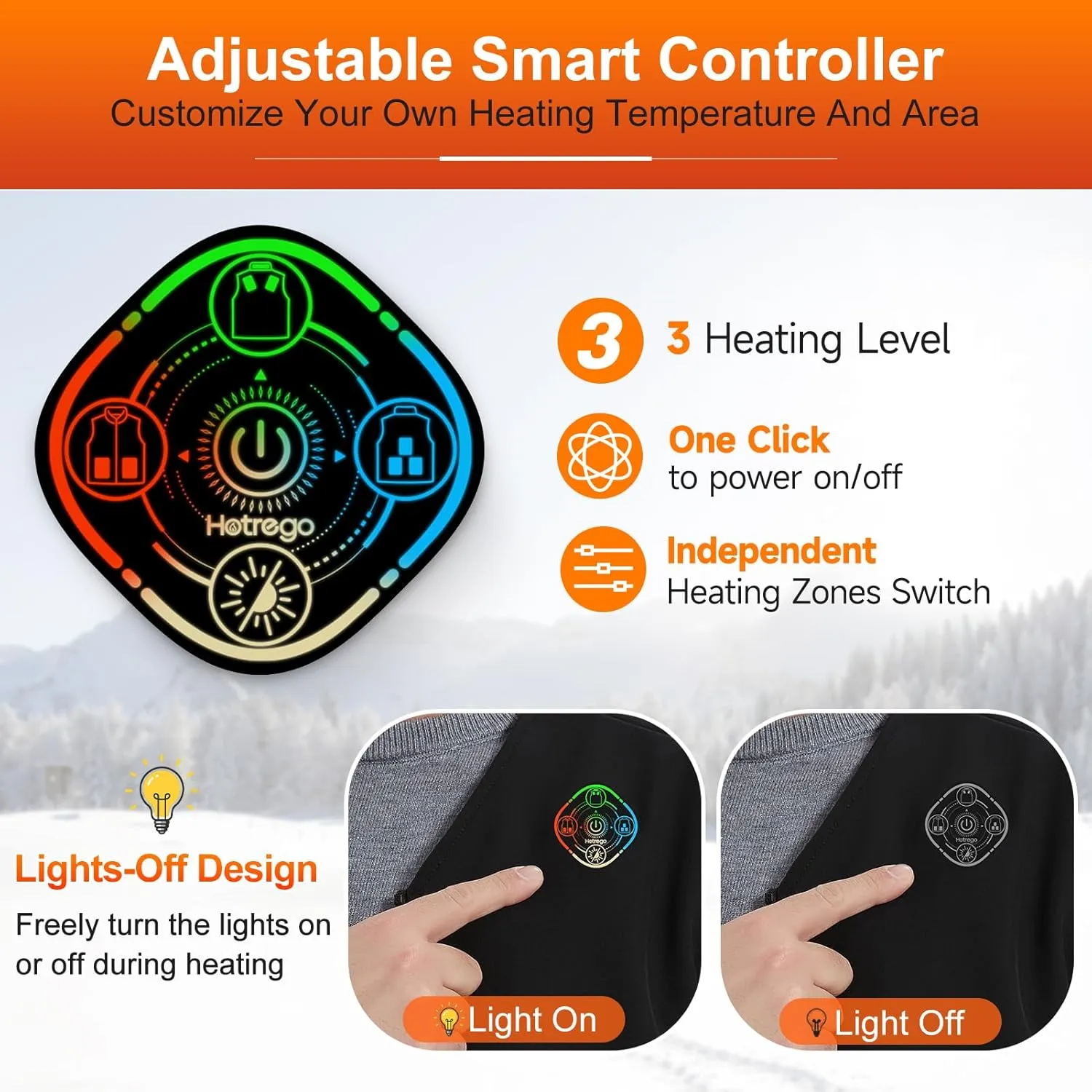 Heated Vest For Men With Battery Pack Included, Smart Controller With Light Out Design, Electric Mens Heated Jacket