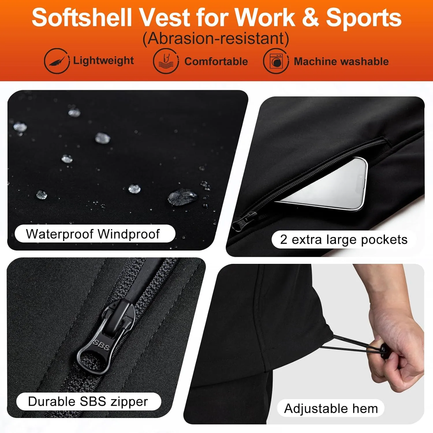 Heated Vest For Men With Battery Pack Included, Smart Controller With Light Out Design, Electric Mens Heated Jacket