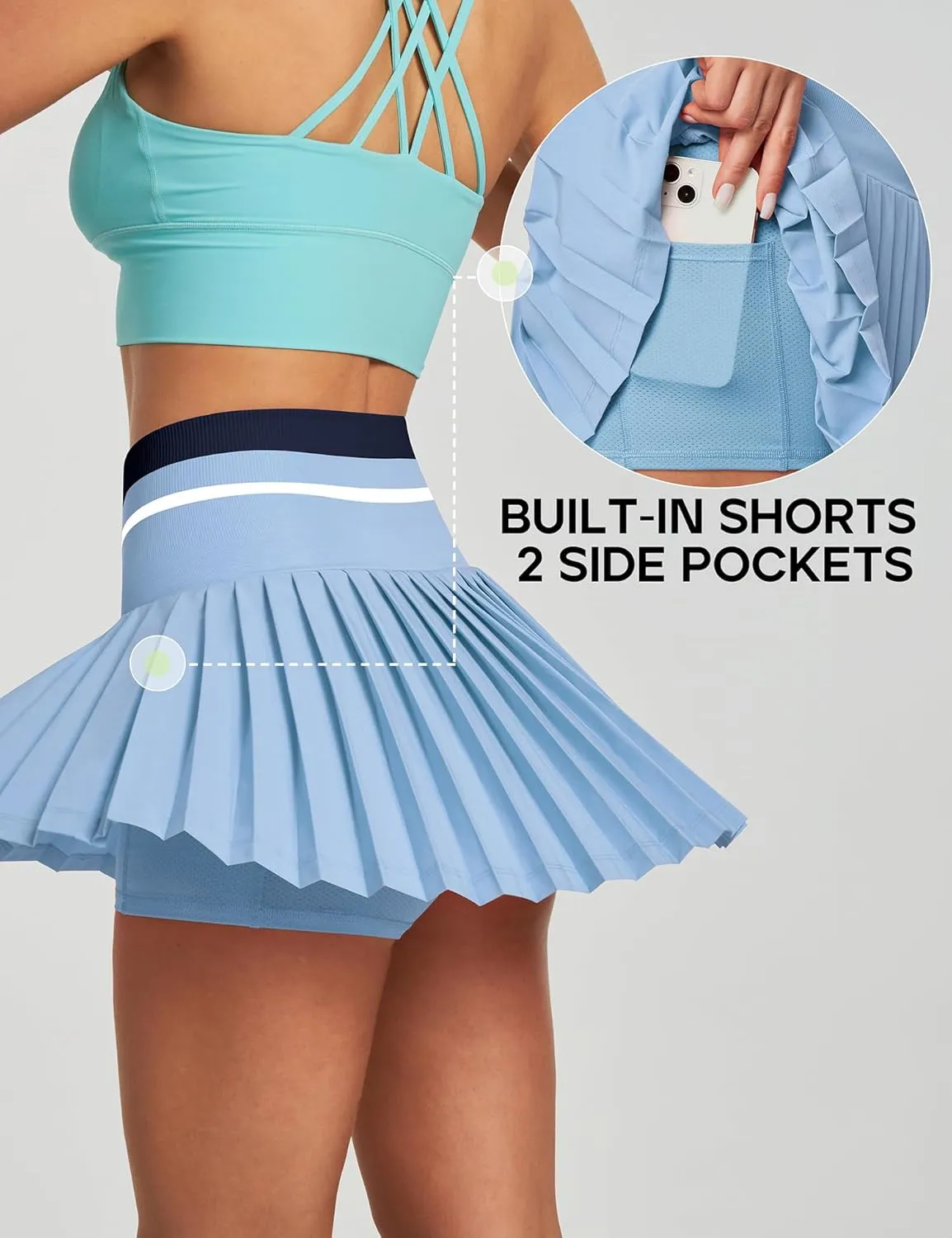 Heathyoga Pleated Tennis Skirt with Pockets for Women Tennis Skort for Woman High Waisted Golf Skirts Athletic Skirt