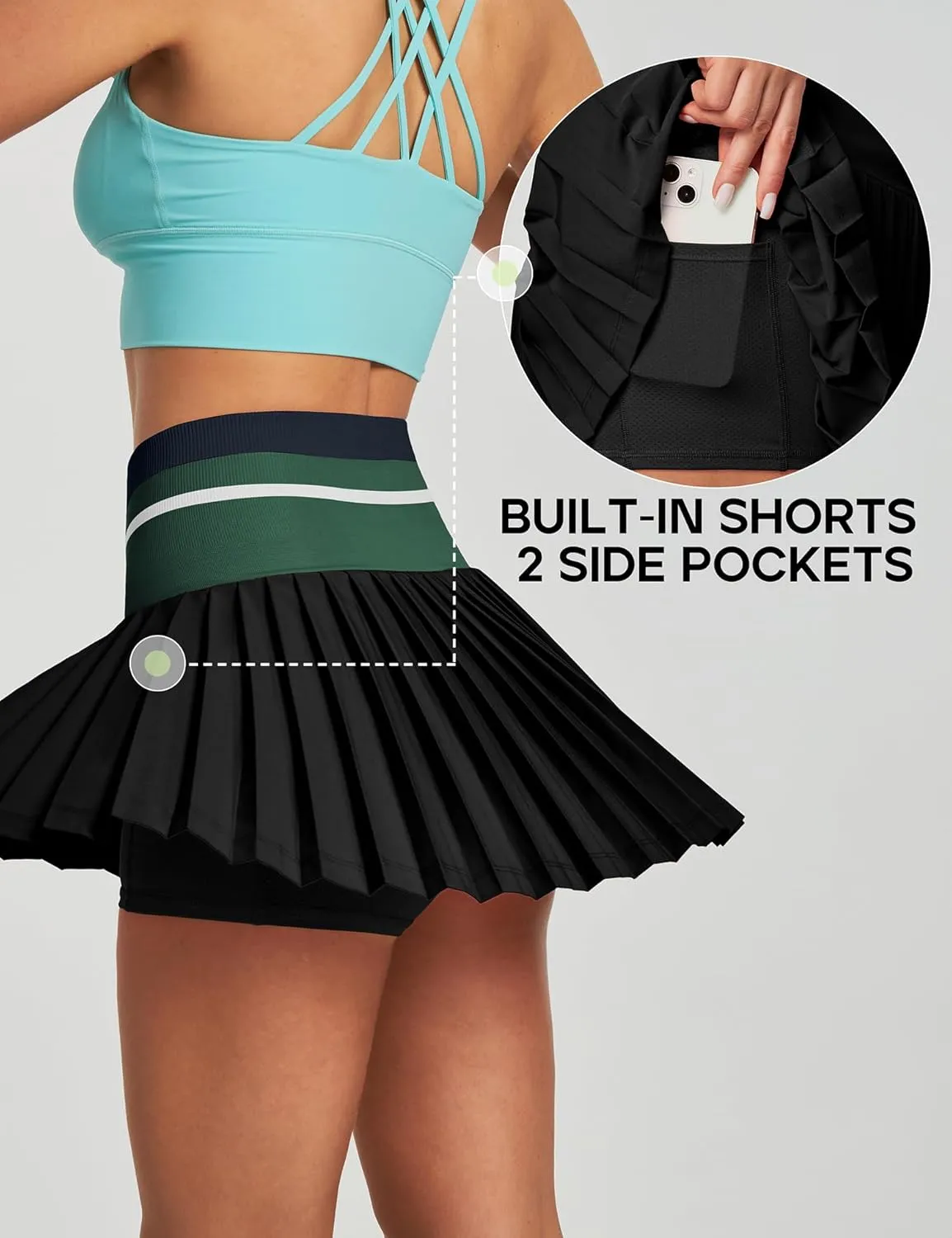Heathyoga Pleated Tennis Skirt with Pockets for Women Tennis Skort for Woman High Waisted Golf Skirts Athletic Skirt