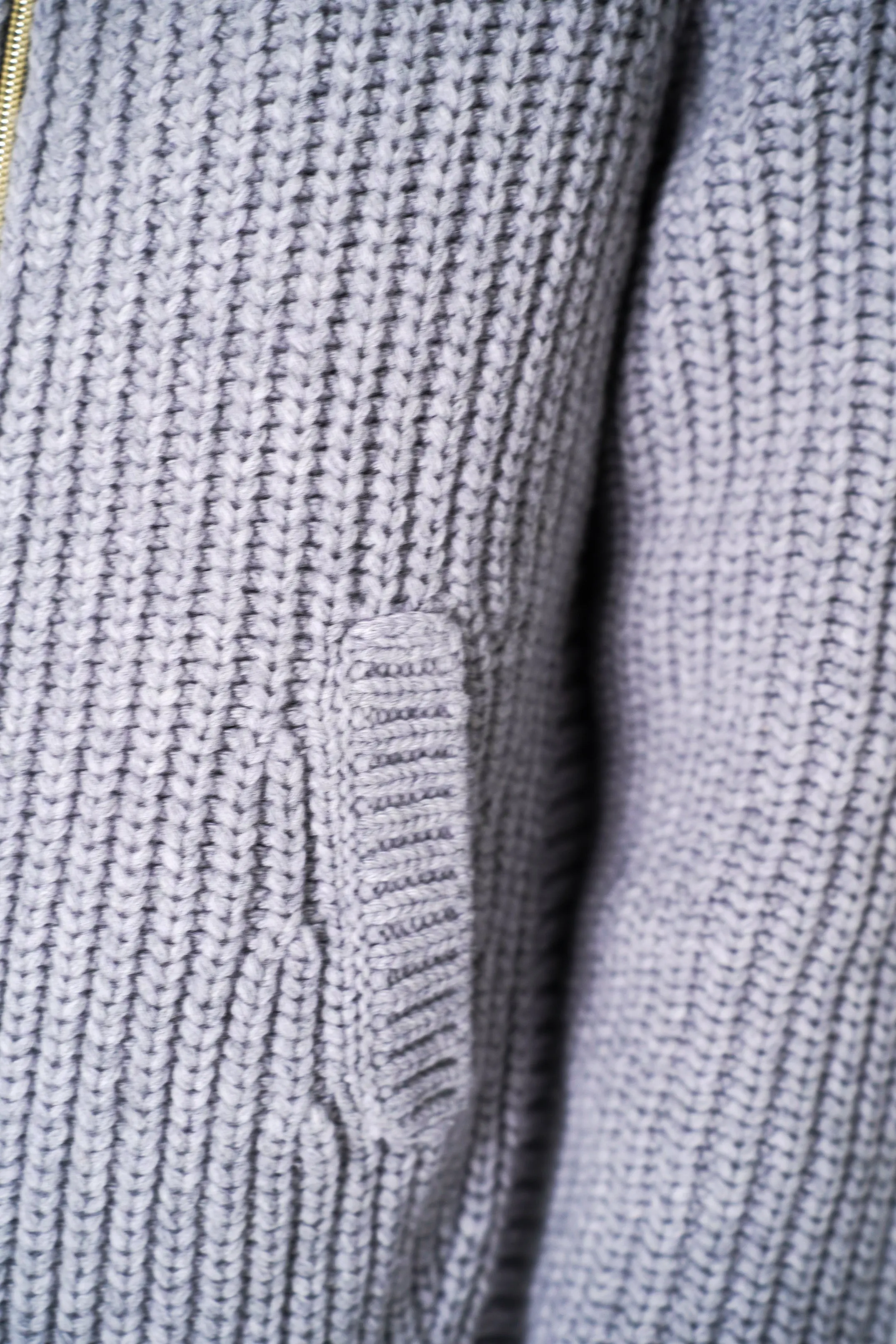 Herno Cable Knit Jacket with Insulated Back in Light Grey