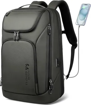hk Business Smart Backpack for Men Anti-Theft for 17.3 Inch Laptop with USB Charging Port Water-Resistant Large Durable Compact 30L for Travel College Work-Green
