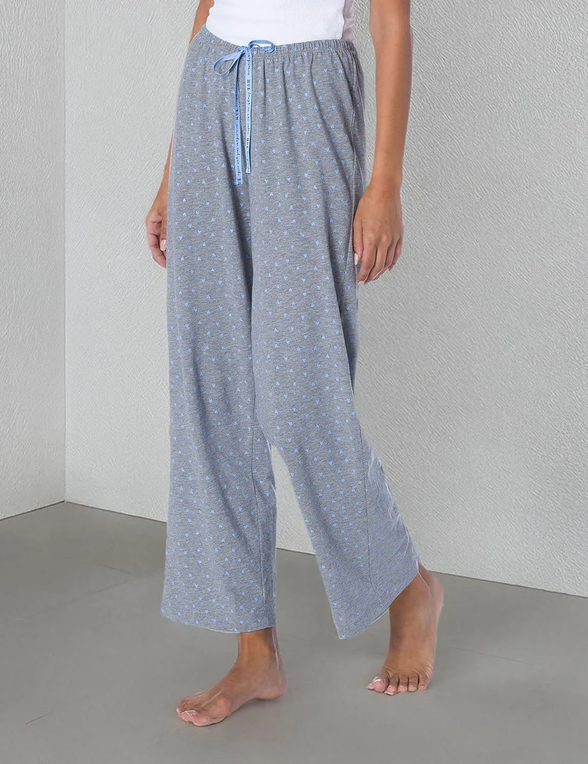 HUE Women's Long Sleepwell Basic Printed Knit Performance Sleep Pajama Pant, Made with Temperature Regulating Technology
