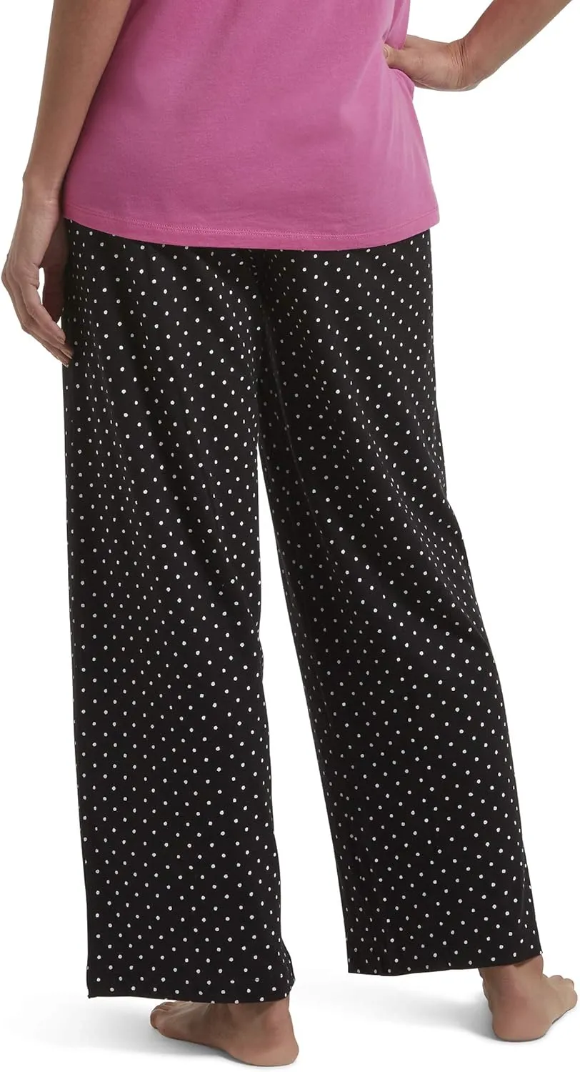 HUE Women's Long Sleepwell Basic Printed Knit Performance Sleep Pajama Pant, Made with Temperature Regulating Technology