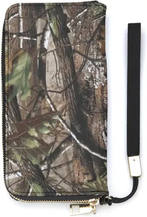 Hunting Camo Tree Cute Wallet Long Wristlet Purse Credit Card Holder Cell Phone Purse Elegant Clutch Handbag for Women