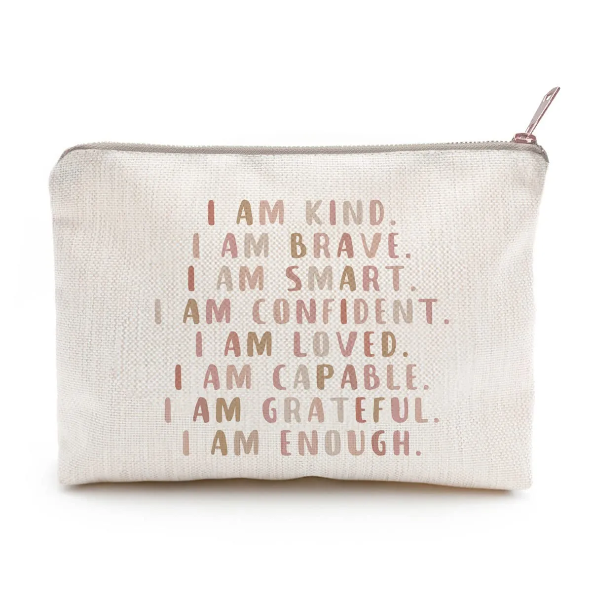 I Am Kind Smart Loved Makeup Case, Affirmations Makeup Bag For Girls, Women Pouch, Cute Affirmations Bag Gifts, Zip Pouch, Makeup Bag