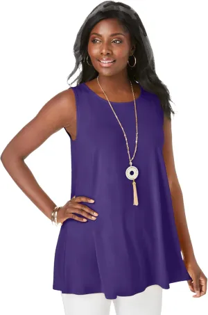 Jessica London Women's Plus Size Stretch Knit Sleeveless Swing Tunic