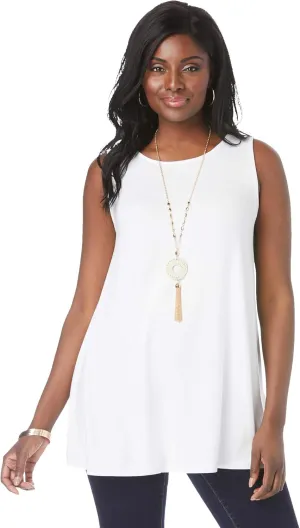 Jessica London Women's Plus Size Stretch Knit Sleeveless Swing Tunic