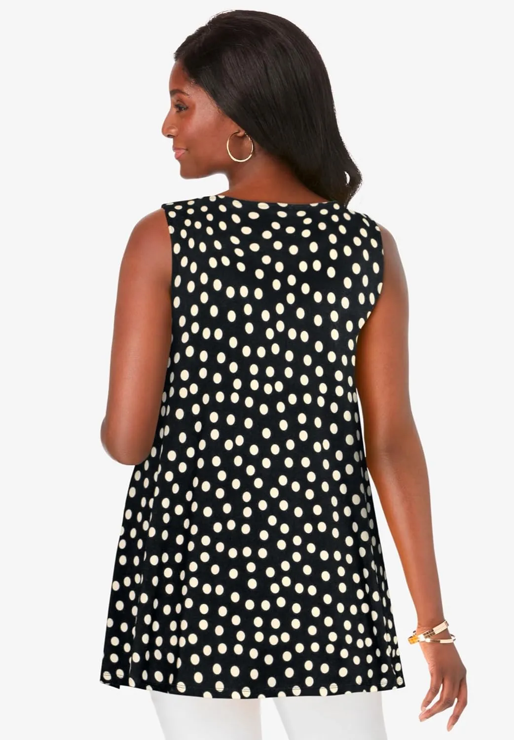 Jessica London Women's Plus Size Stretch Knit Sleeveless Swing Tunic