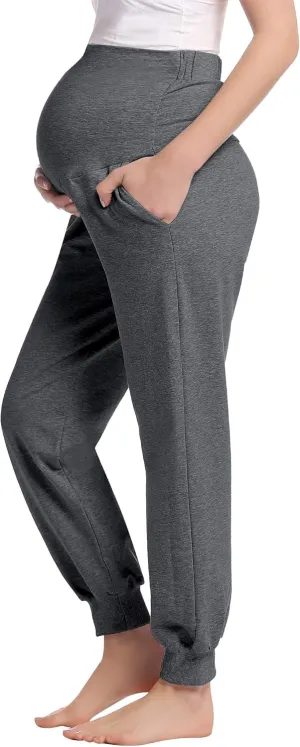 Joyaria Womens Maternity/Pregnancy Jogger Pants Over The Belly Sweatpants