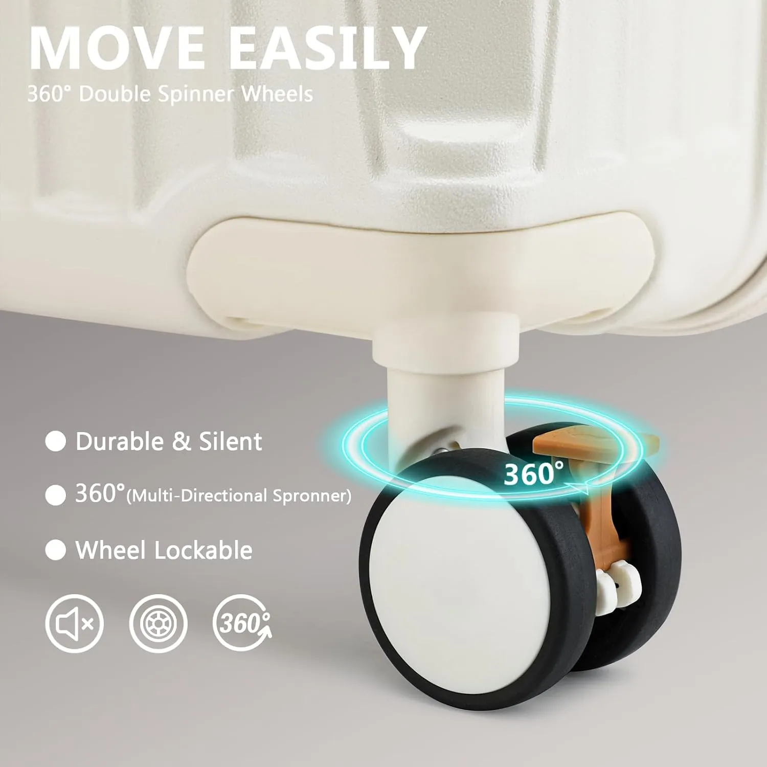 Joyway 20in Carry On Luggage with Cup Holder and USB Port, 25% Expandable Capacity, Smart Suitcase with Anti Slip Wheels and Backpack, Perfect for Men and Women 3 Piece Set White
