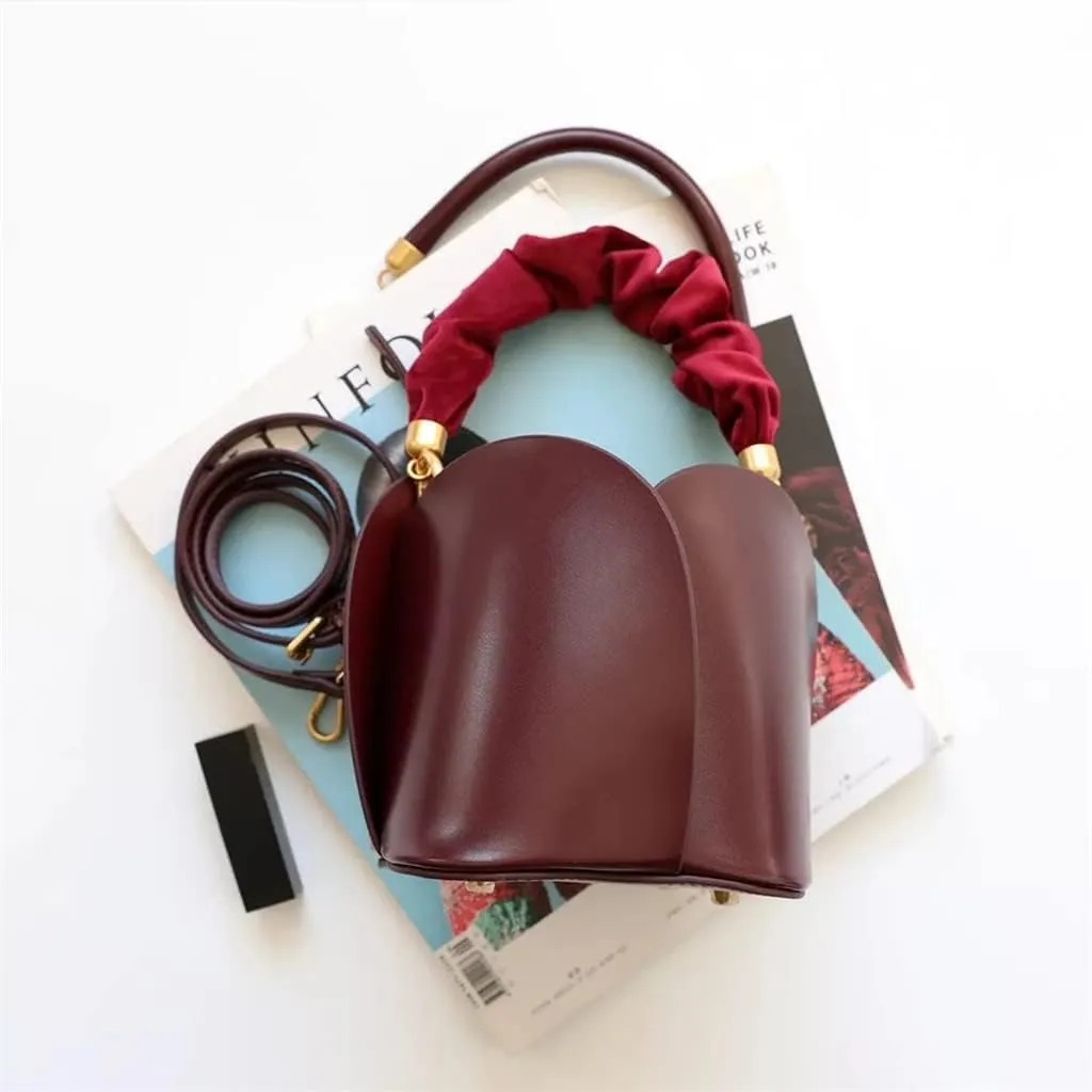 JSEIAJB Solid Color Handbag Bucket Bag Ladies Drawstring Shoulder Bag