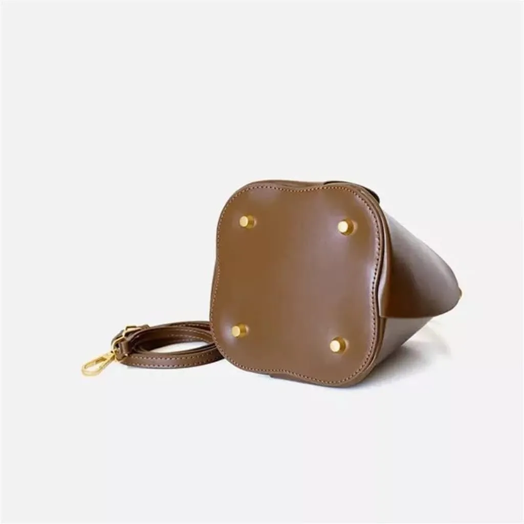 JSEIAJB Solid Color Handbag Bucket Bag Ladies Drawstring Shoulder Bag