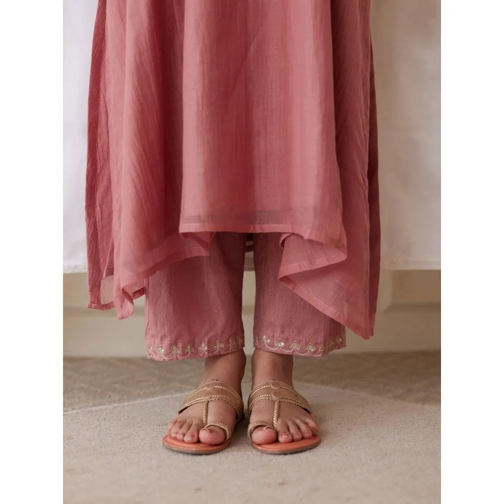 Juanita Mauve Handwoven Chanderi Kurta & Pant with Dupatta (Set of 3)