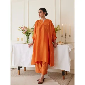 Juanita Orange Habutai Silk Kurta & Pant (Set of 2)