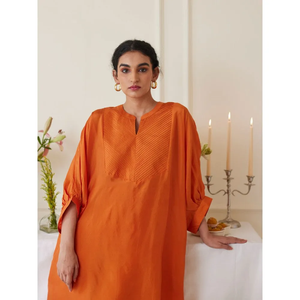 Juanita Orange Habutai Silk Kurta & Pant (Set of 2)