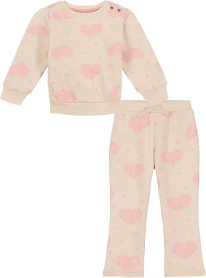 Juicy Couture Girls 2-Piece Fleece Hoodie & Pant Set, Everyday Casual Wear with Logo, Stylish Fit, Sunset Rose