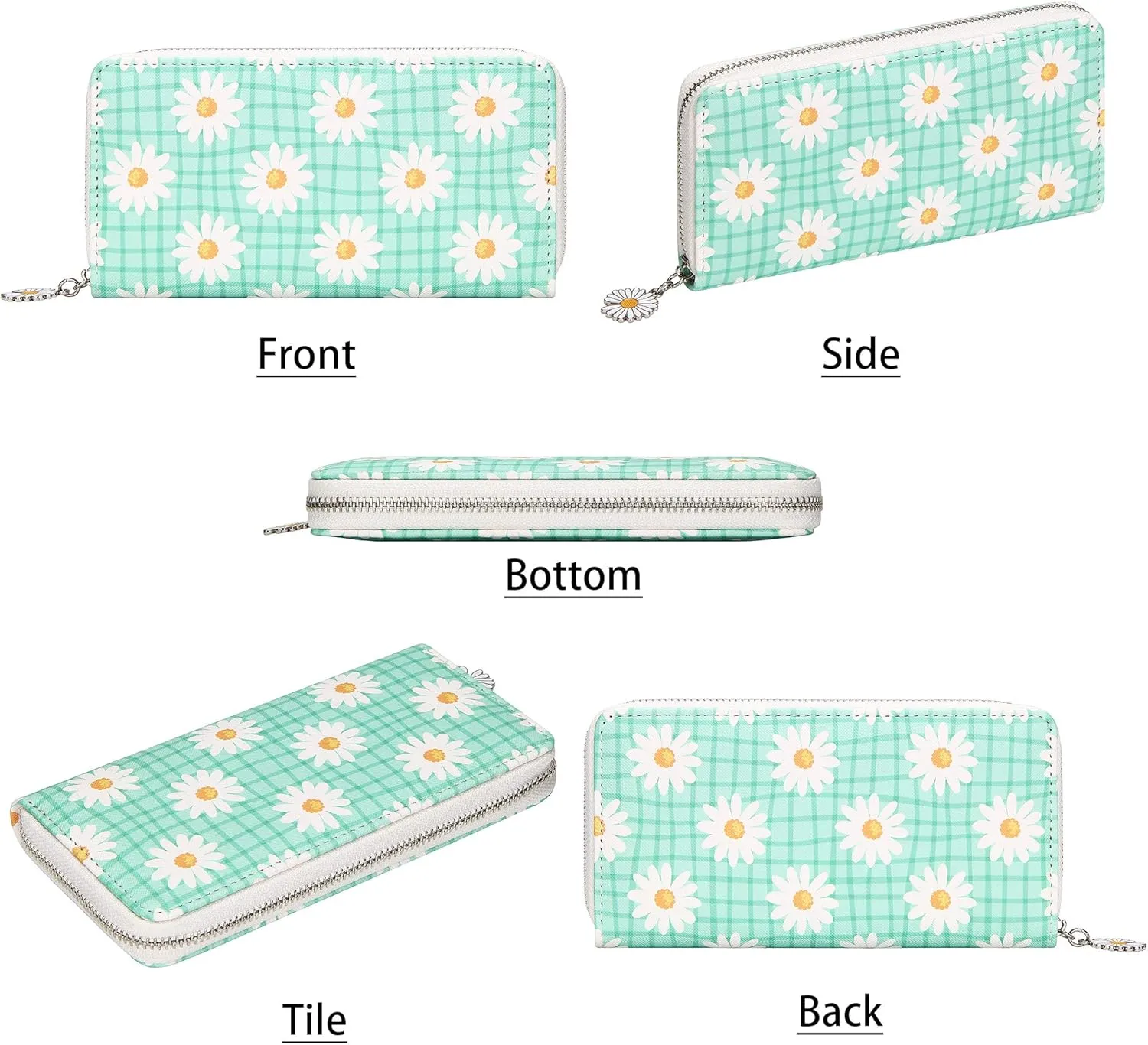 KUKOO Womens Printed Zip Around Wallet Phone Clutch Purse Card Holder Organizer