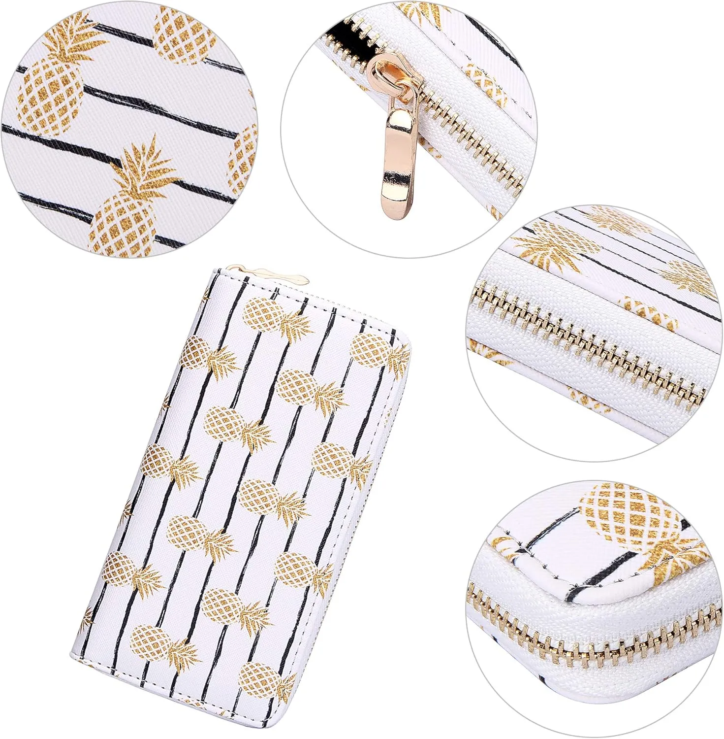 KUKOO Womens Printed Zip Around Wallet Phone Clutch Purse Card Holder Organizer