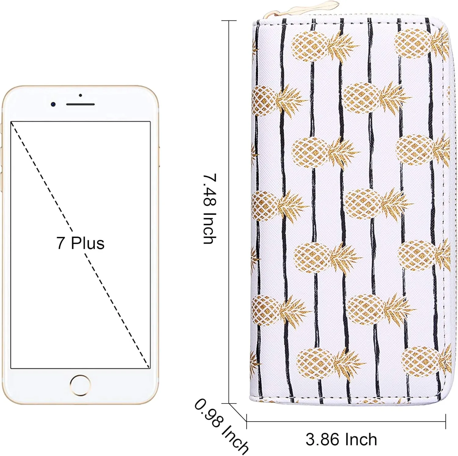 KUKOO Womens Printed Zip Around Wallet Phone Clutch Purse Card Holder Organizer