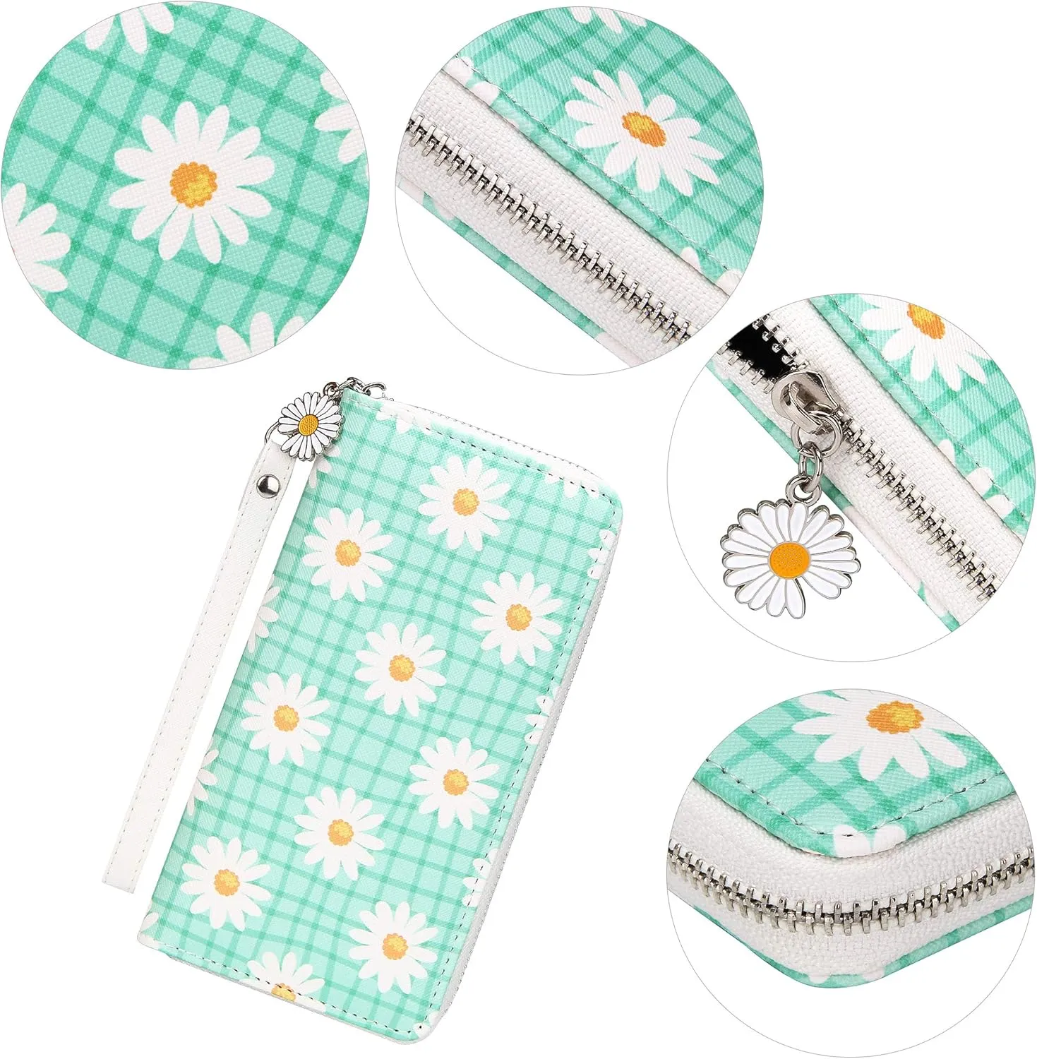 KUKOO Womens Printed Zip Around Wallet Phone Clutch Purse Card Holder Organizer