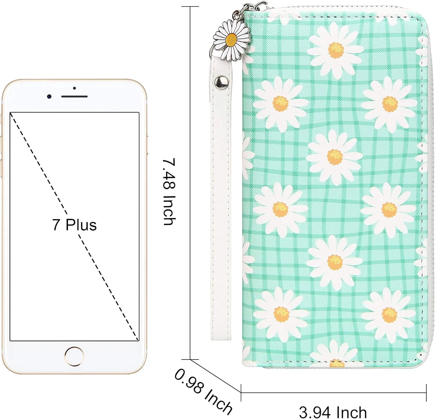 KUKOO Womens Printed Zip Around Wallet Phone Clutch Purse Card Holder Organizer