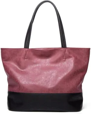 Large Capacity Work Handbag Tote for Women Retro Shoulder Purse Leather Top Handle