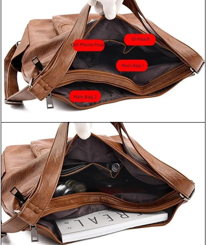 Leather Hobo Shoulder Purse Large Capacity Backpack Multi Pockets Shoulders Tote Handbag for Women