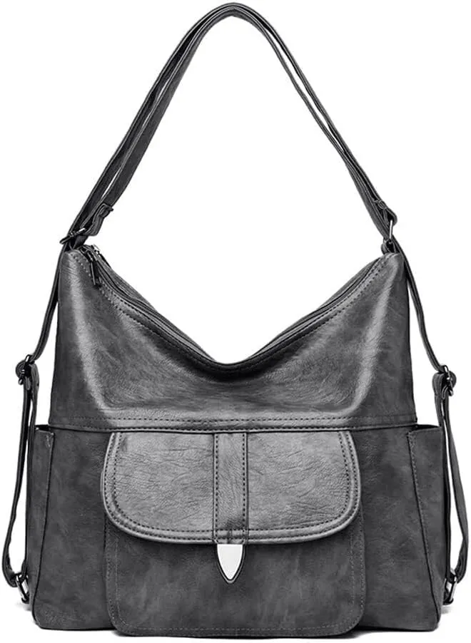 Leather Hobo Shoulder Purse Large Capacity Backpack Multi Pockets Shoulders Tote Handbag for Women
