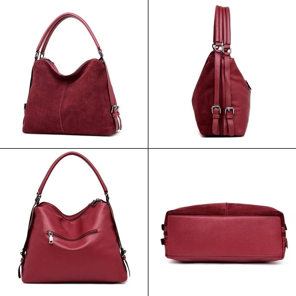 Leather Shoulder Hobo Purse Retro Travel Crossbody Large Top Handle for Work Commute Tote Handbag for Women