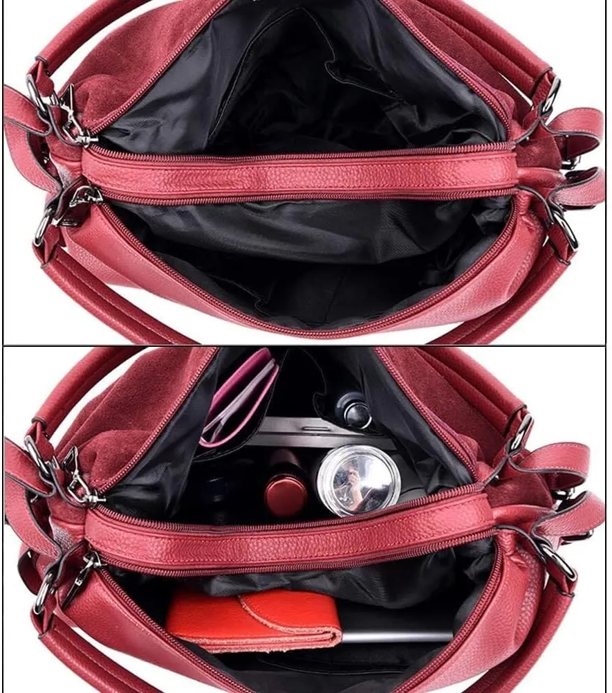 Leather Shoulder Hobo Purse Retro Travel Crossbody Large Top Handle for Work Commute Tote Handbag for Women