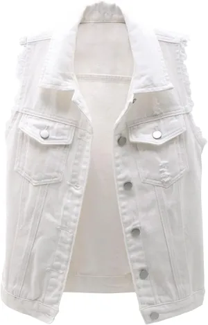 Locachy Women's Casual Denim Vest Jacket Slim Fit Sleeveless Ripped Tops