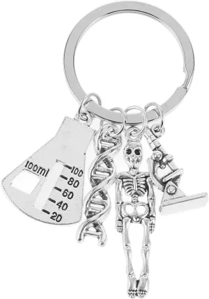 LUOZZY Biology Science DNA Keychain Doctor Nurse Keyring for Bag Backpack Hanging Keychain for Unisex Teachers (B)
