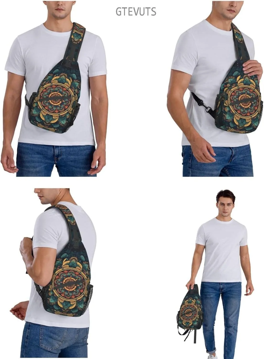 Mandala Sling Backpack Chest Bag Crossbody Shoulder Bag Gym Cycling Travel Hiking Daypack For Men Women